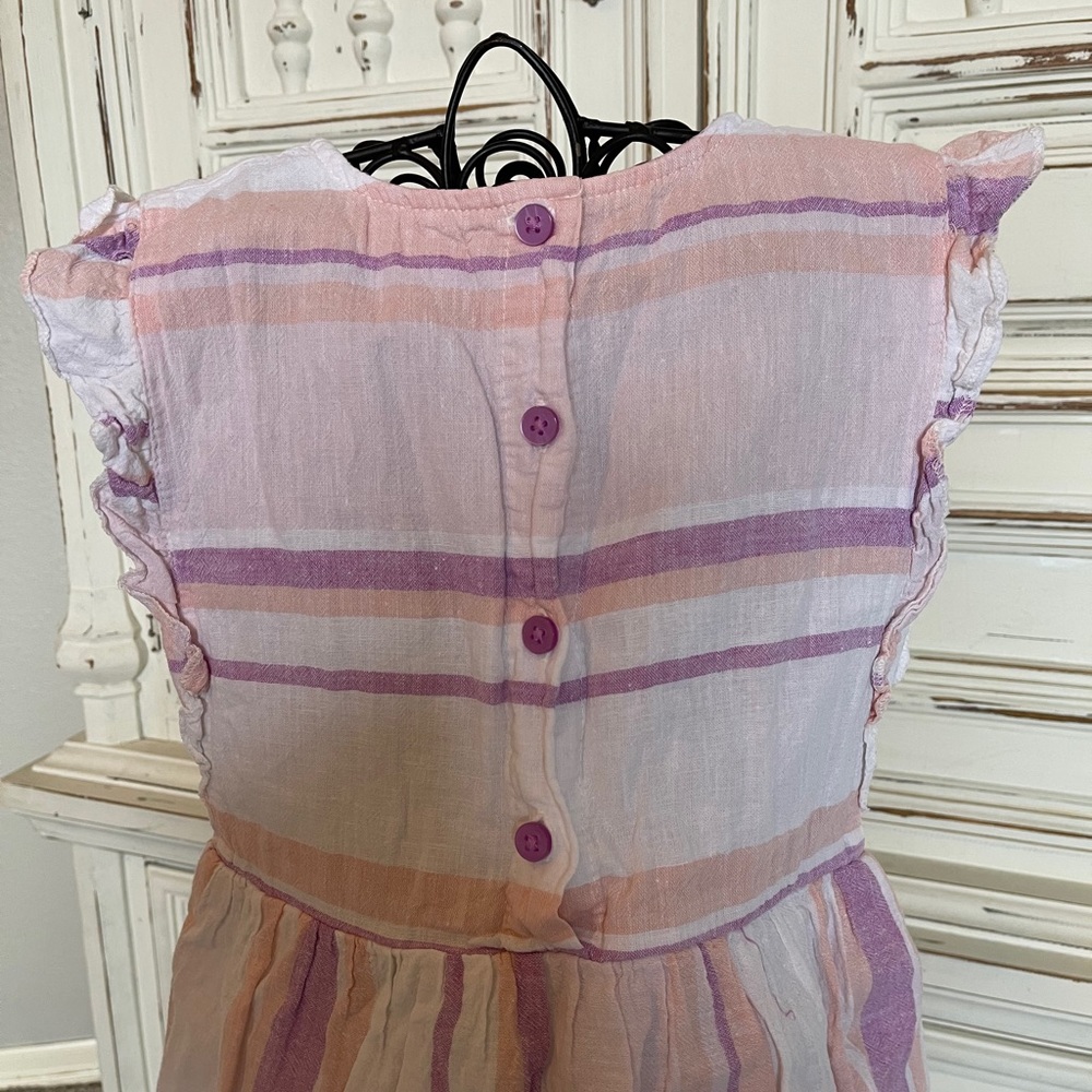 Girls Stripped Ruffle Dress - Picture 2 of 5